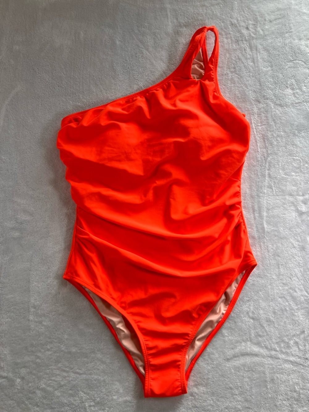 Cupshe One-Shoulder Ruched One-Piece Swimsuit in Bright Orange Women’s Size L